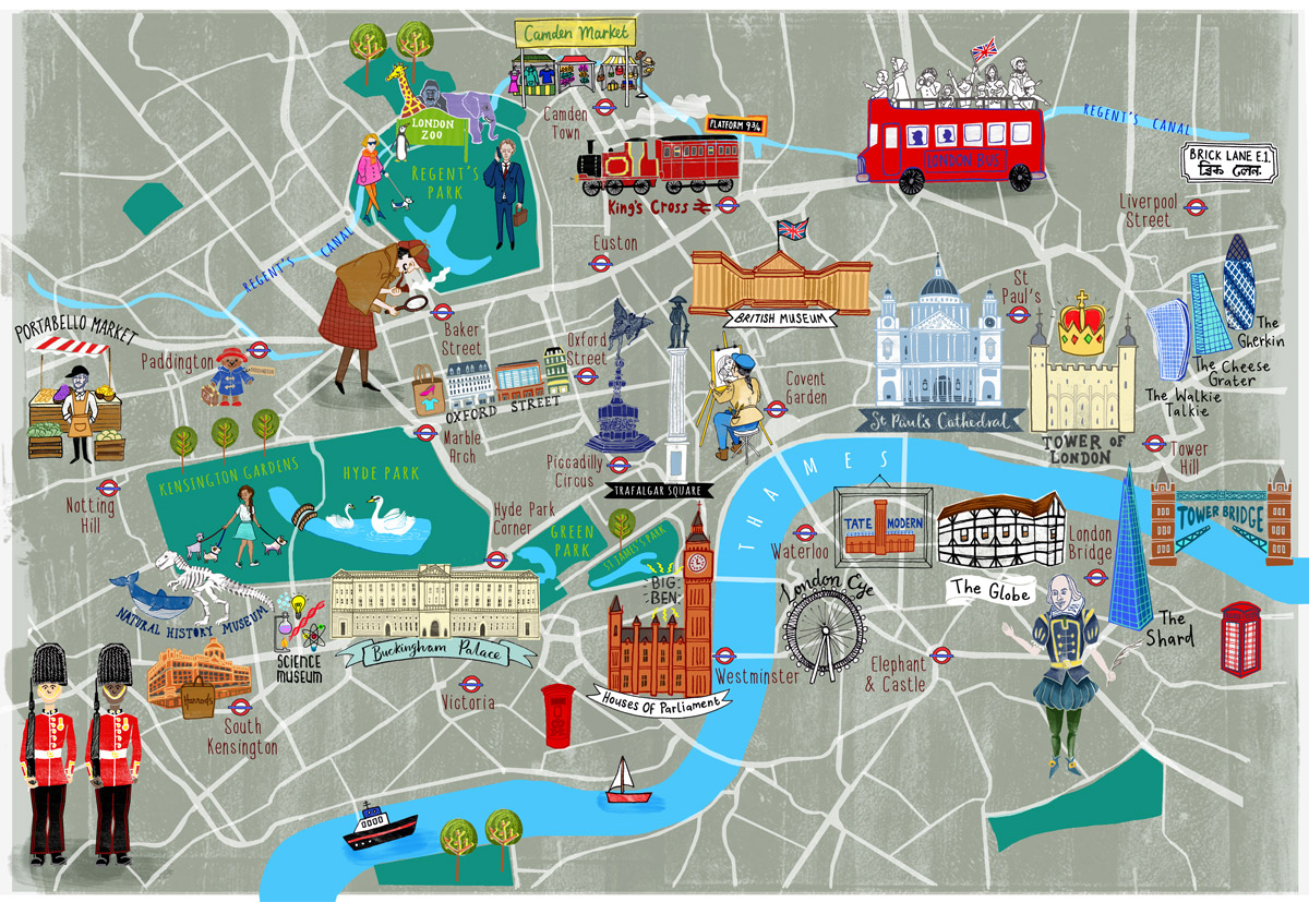 London Tourist Map - Hand Drawn Maps